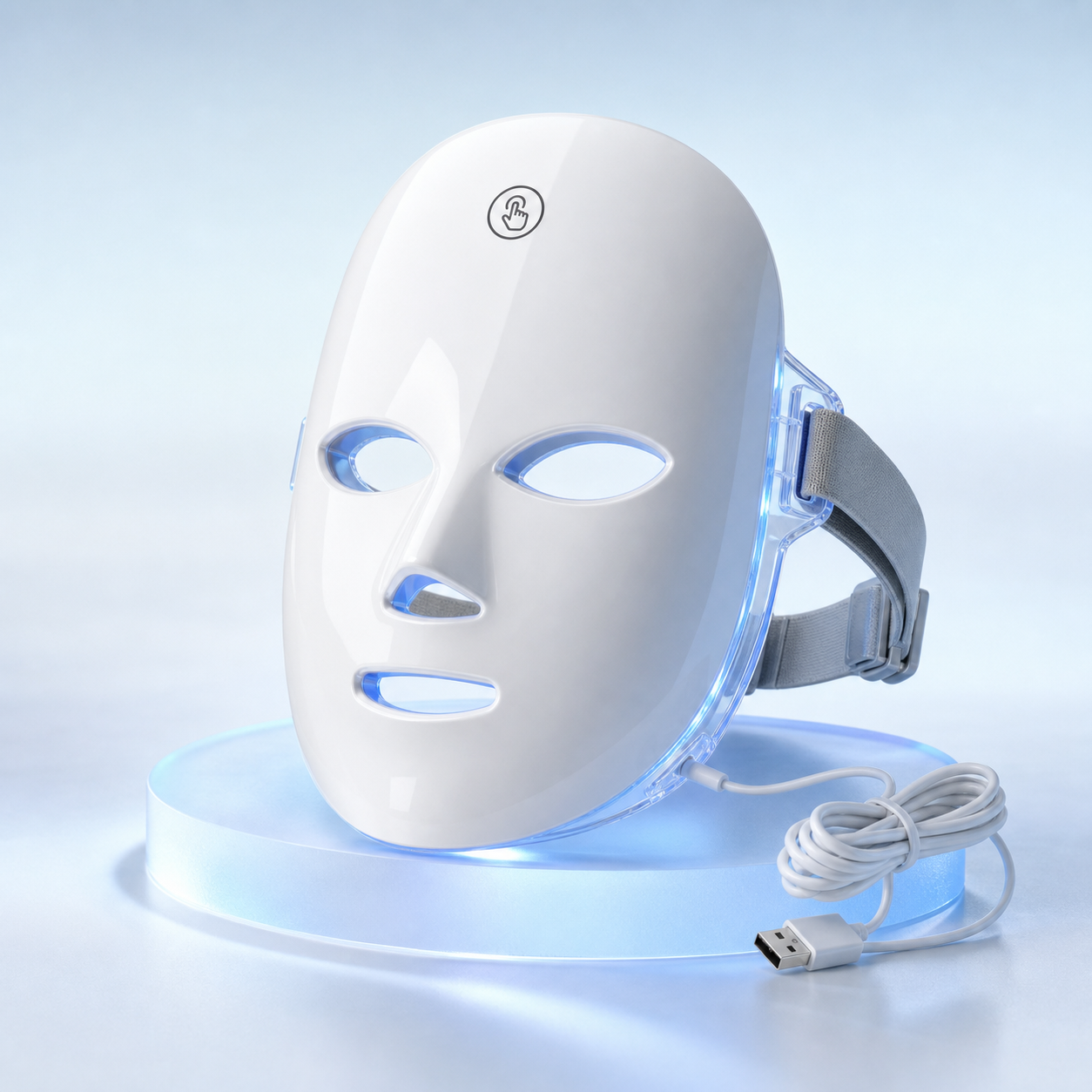 MLUESKIN 7-Color LED Therapy Mask with adjustable straps and USB cable